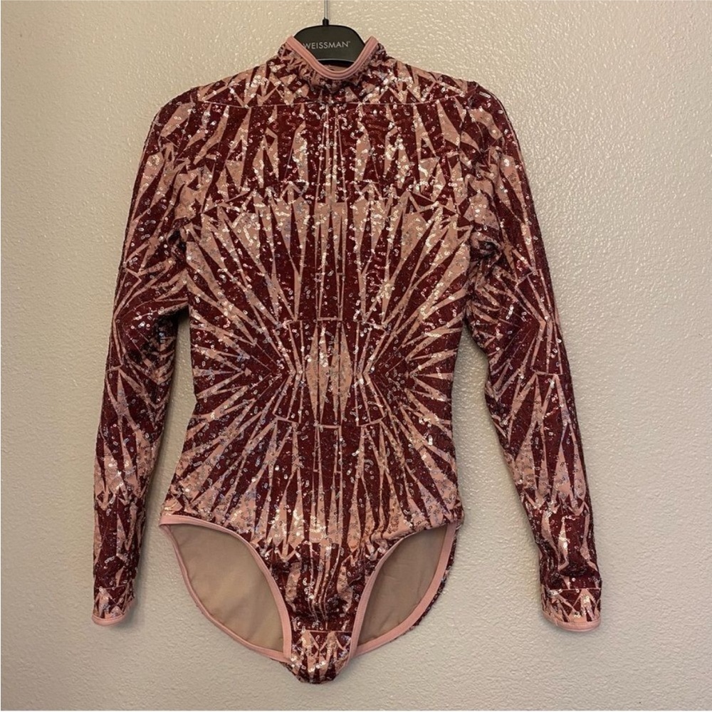 Weissman elite dance costume leotard
Starburst print sequin leotard